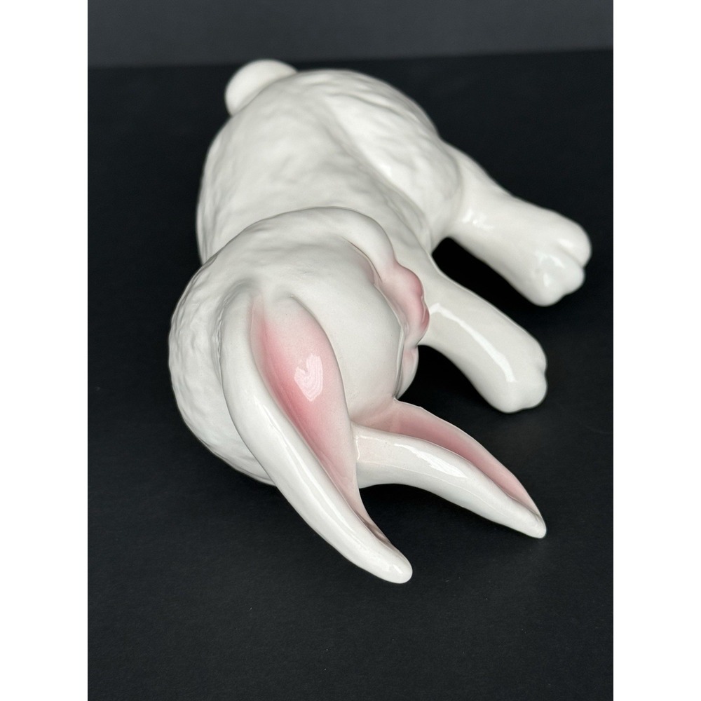 Vintage Sleeping Bunny Rabbit Ceramic Shelf Sitter/Mantel Display White/Pink USA - Picture 7 of 11